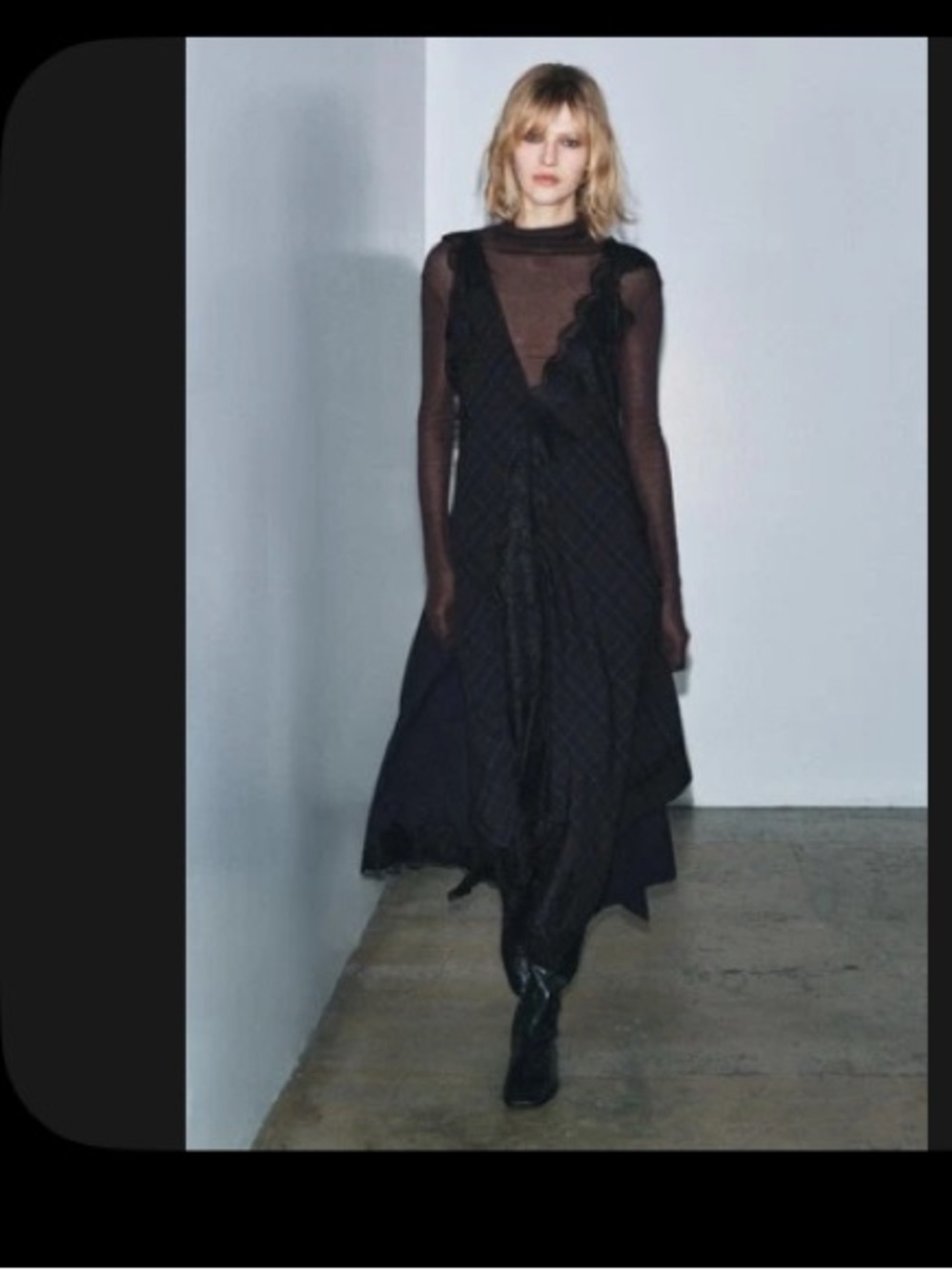 Zara Black Maxi Dress with Sheer Top